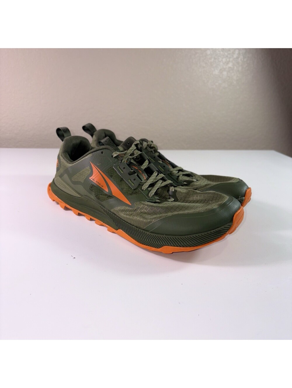 Altra Lone Peak 8 Men’s 10.5 Dusty Olive Orange Trail Running Hiking Shoes